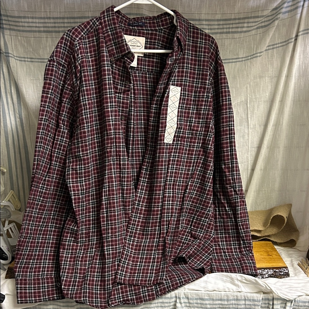 St. John's Bay Men's Checkered Shirt in Red and Black